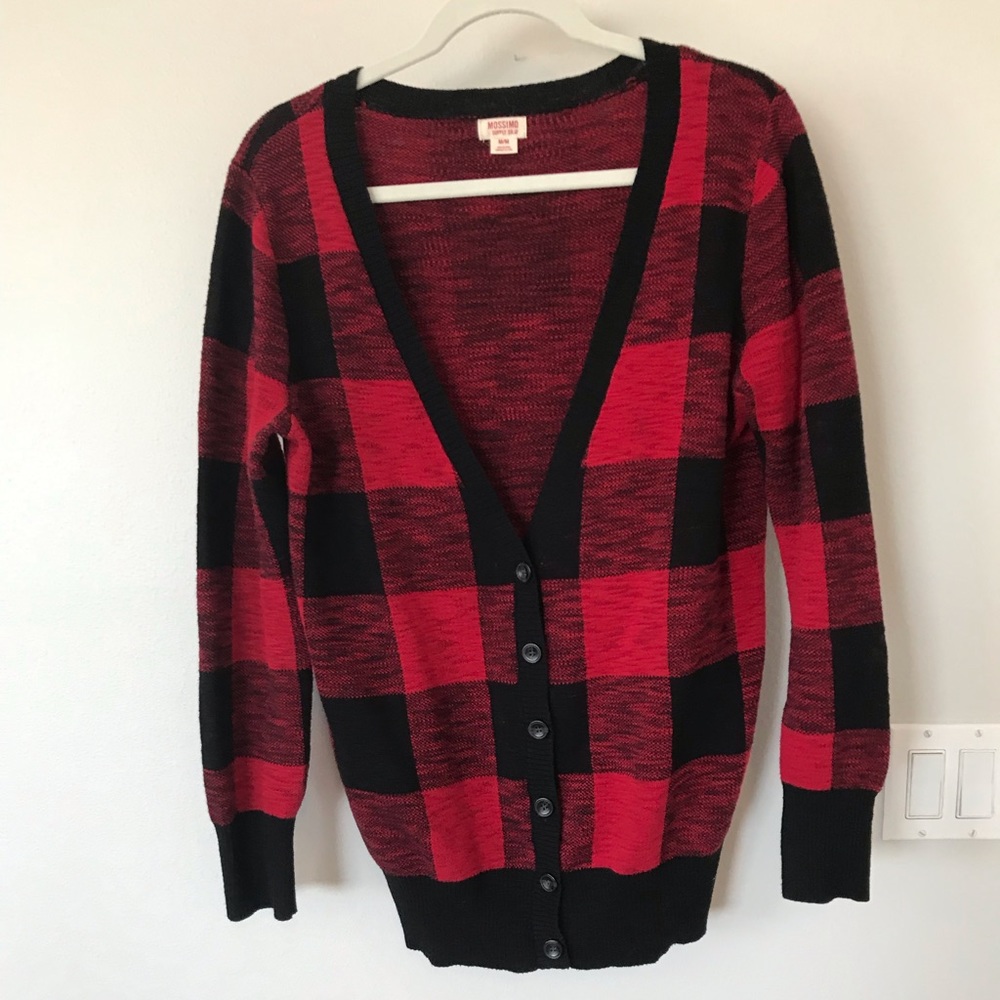 Buffalo check plaid cardigan